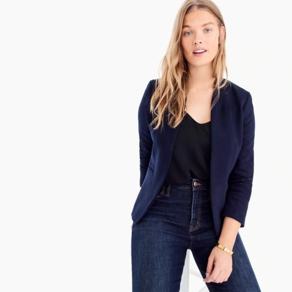 NWT J. Crew Womens Navy Blue Going-Out Blazer in Stretch Twill NEW - Picture 6 of 6